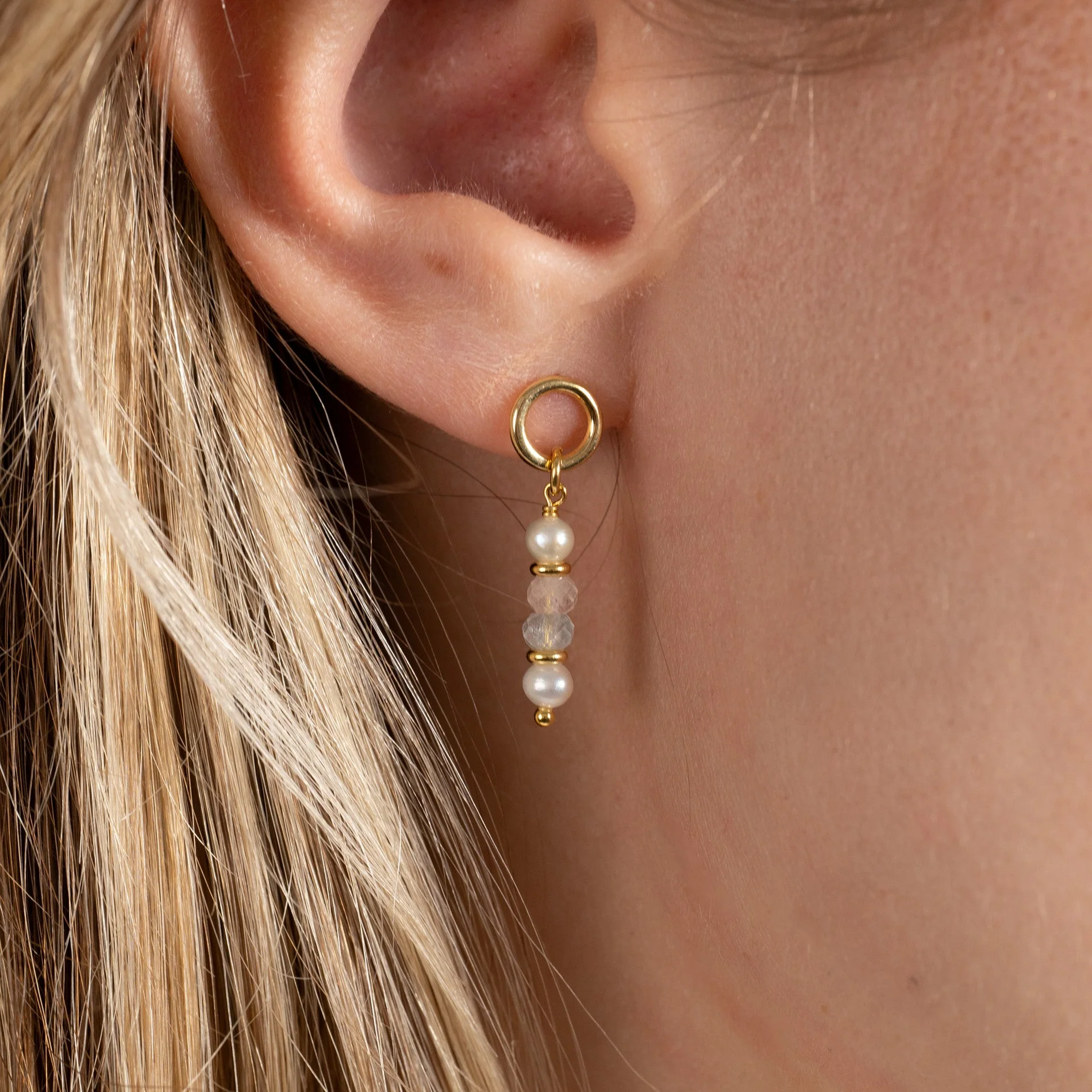 ADIRA MORGANITE PEARL GOLDEN EARRING - Image 2