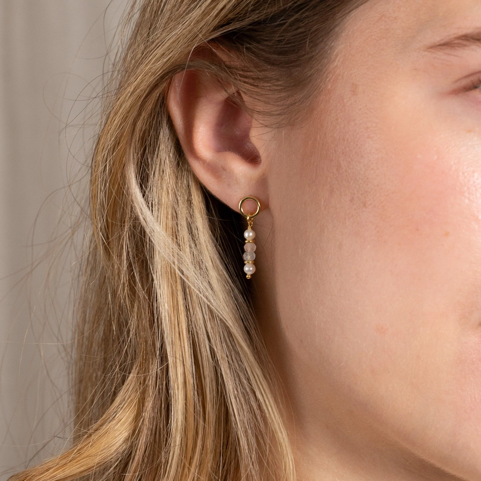 ADIRA MORGANITE PEARL GOLDEN EARRING - Image 4
