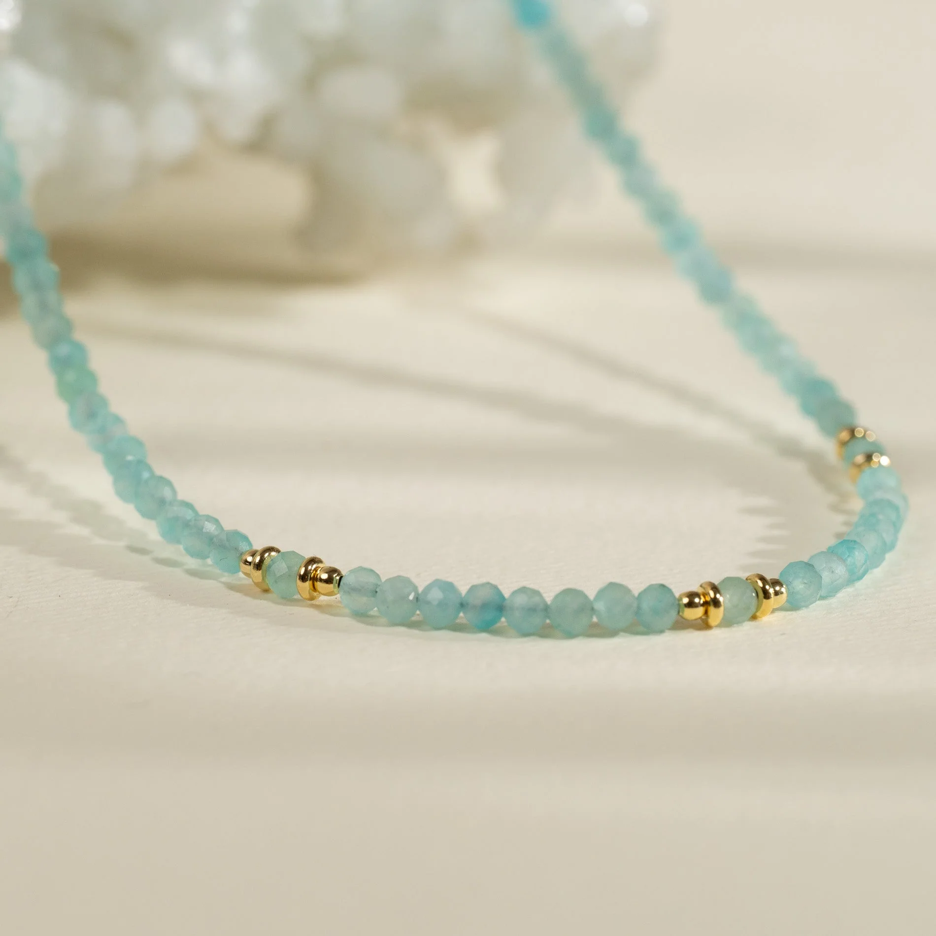 ALINA BLUE AMAZONITE GOLDEN NECKLACE - Image 3