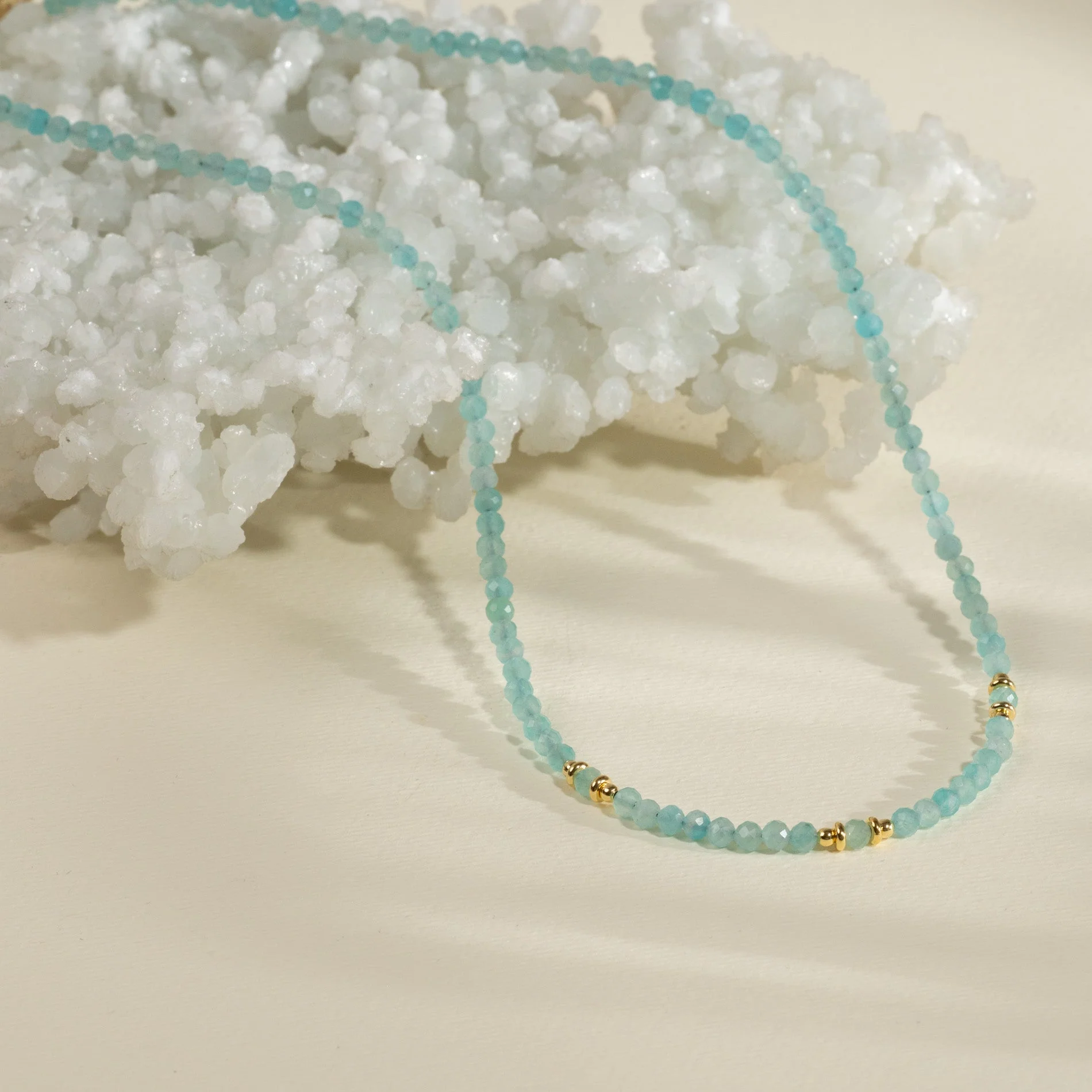 ALINA BLUE AMAZONITE GOLDEN NECKLACE - Image 5