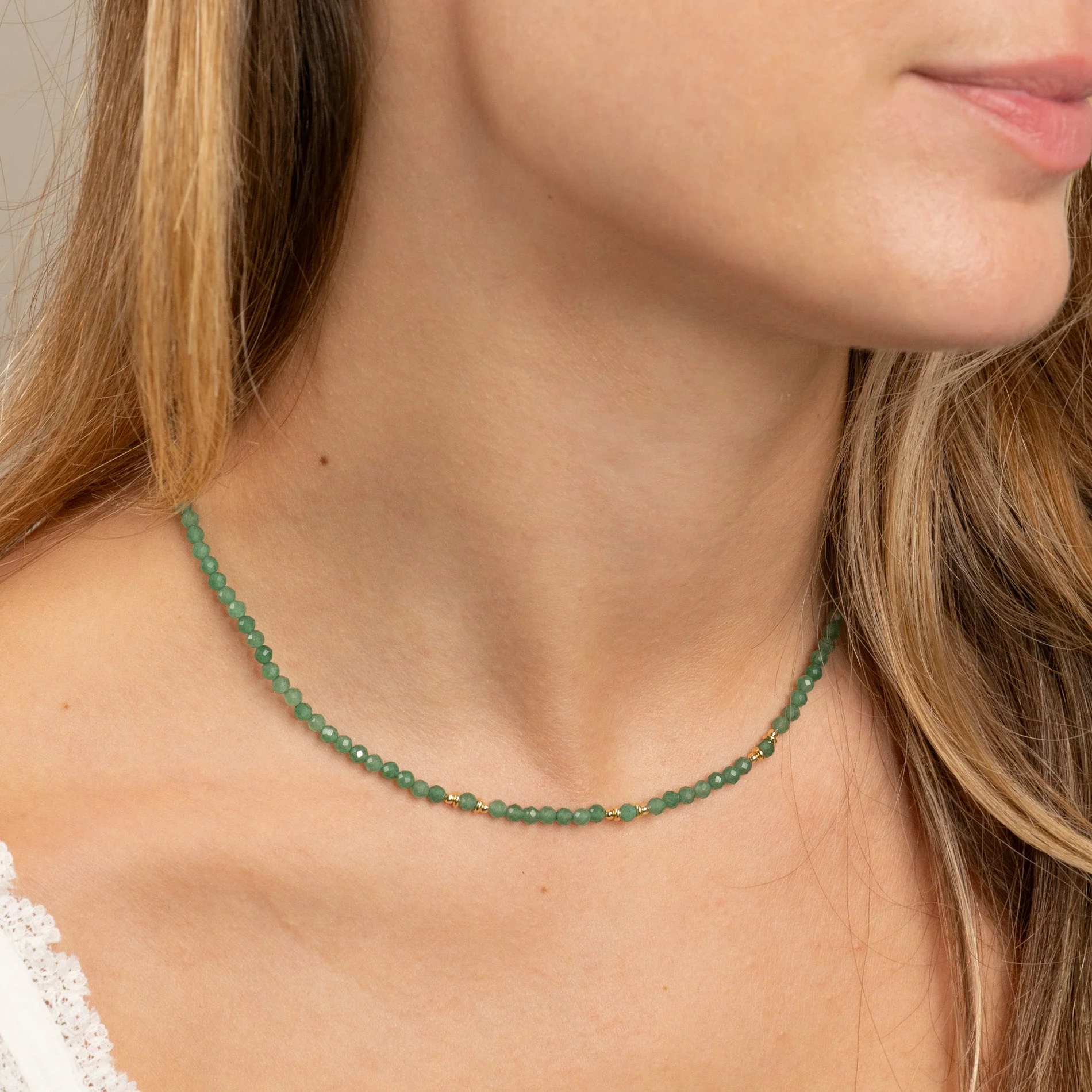 ALINA GREEN AVENTURINE GOLDEN NECKLACE - Image 5