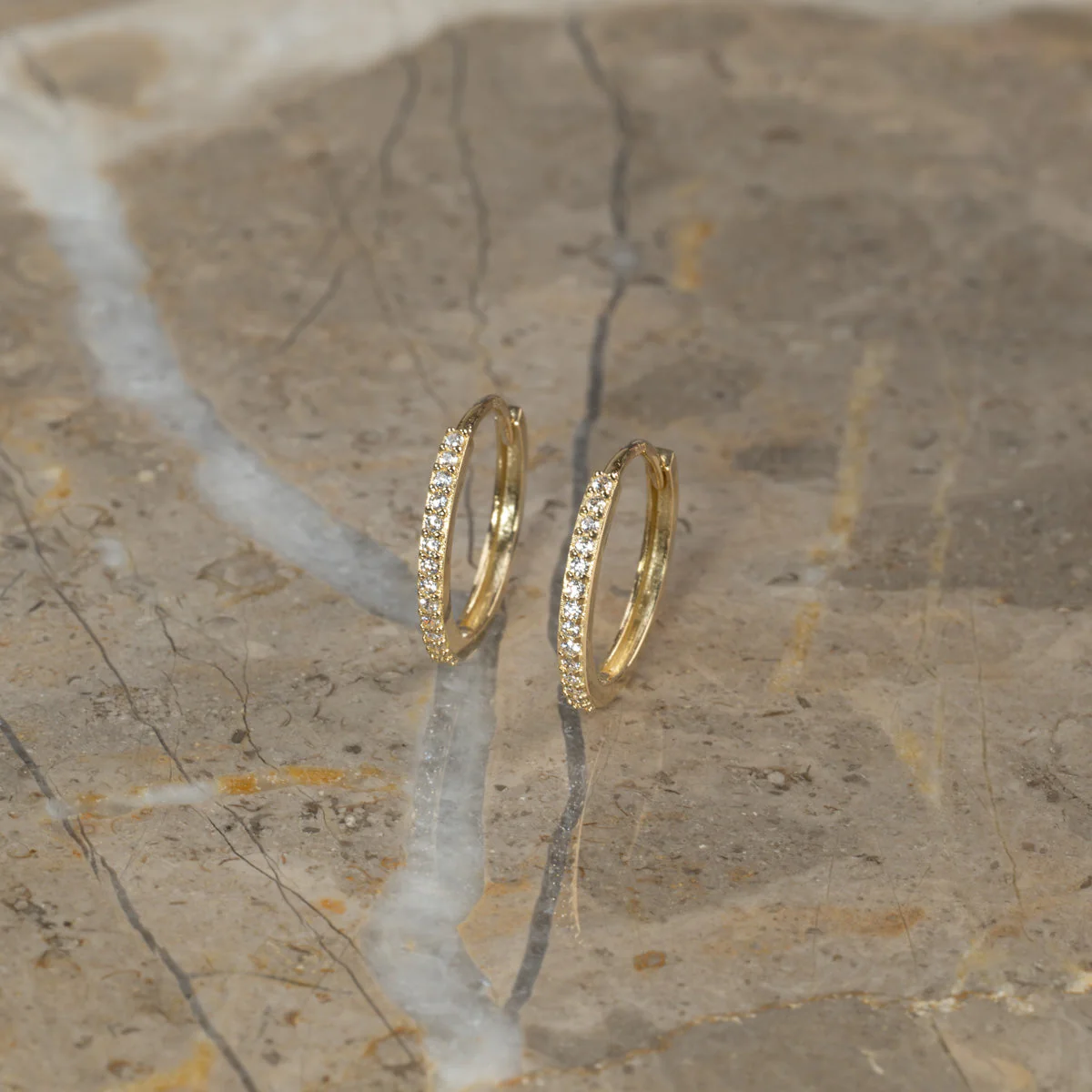 ALISSA CRYSTAL SOLID GOLD CREOL EARRING - 15mm - Image 3