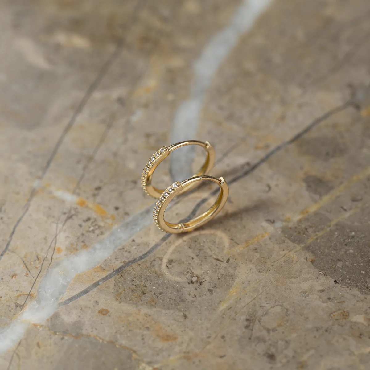 ALISSA CRYSTAL SOLID GOLD CREOL EARRING - 15mm - Image 5