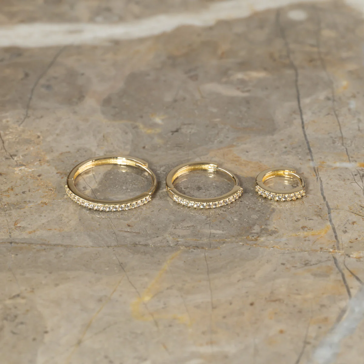 ALISSA CRYSTAL SOLID GOLD CREOL EARRING - 15mm - Image 7