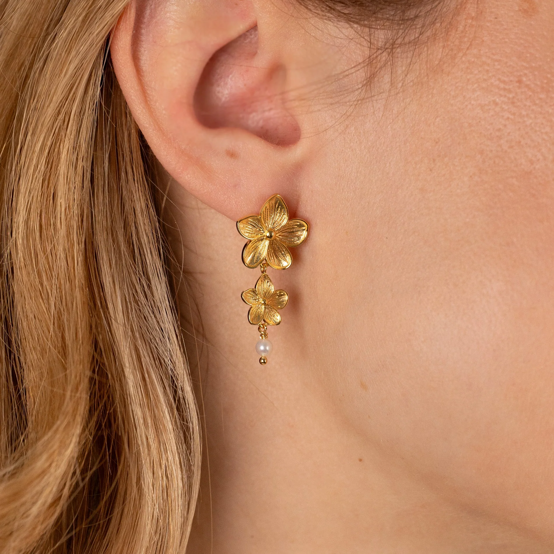 ANEMONE PEARL GOLDEN EARRING - Image 2