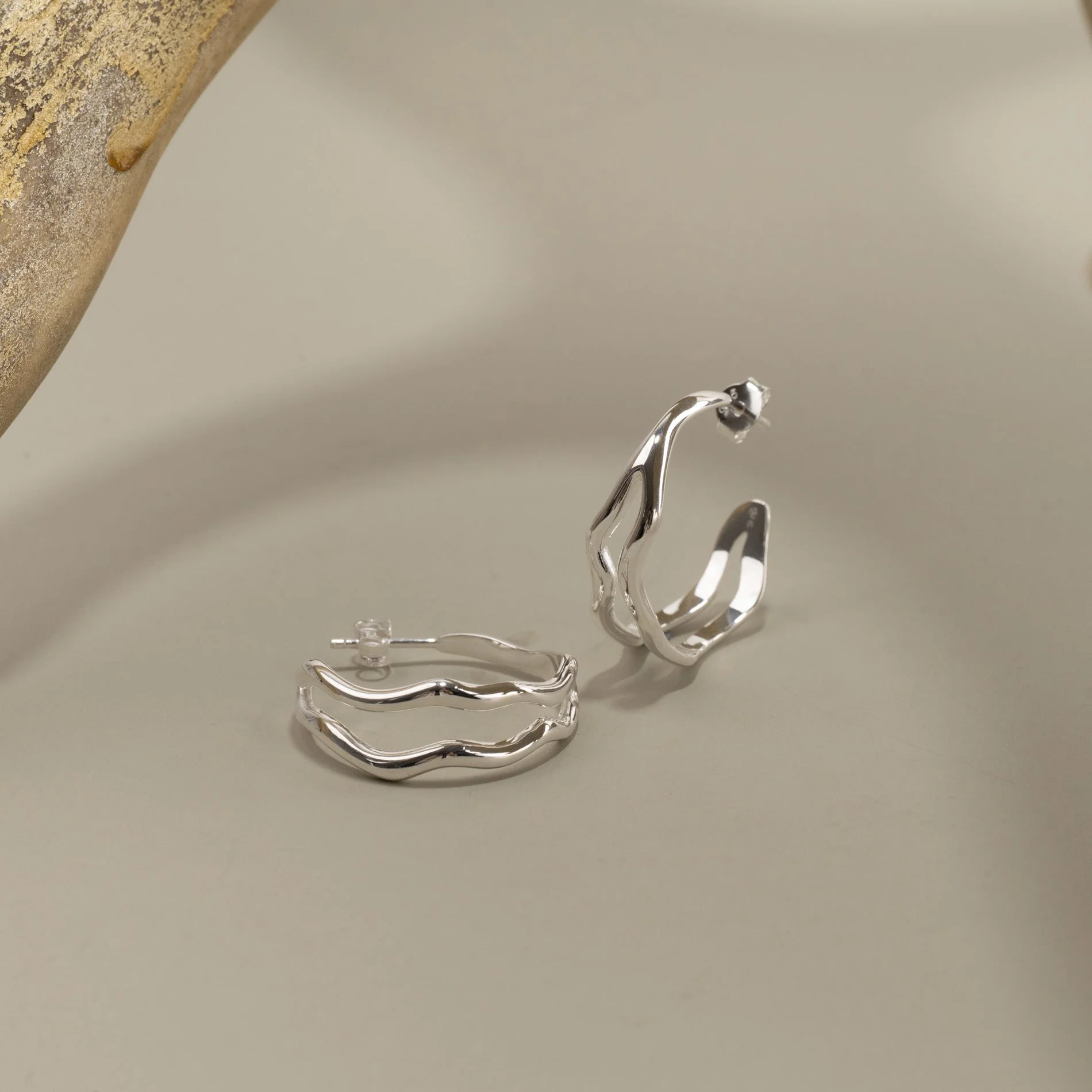 ASTRA SILVER CREOL EARRING - Image 3