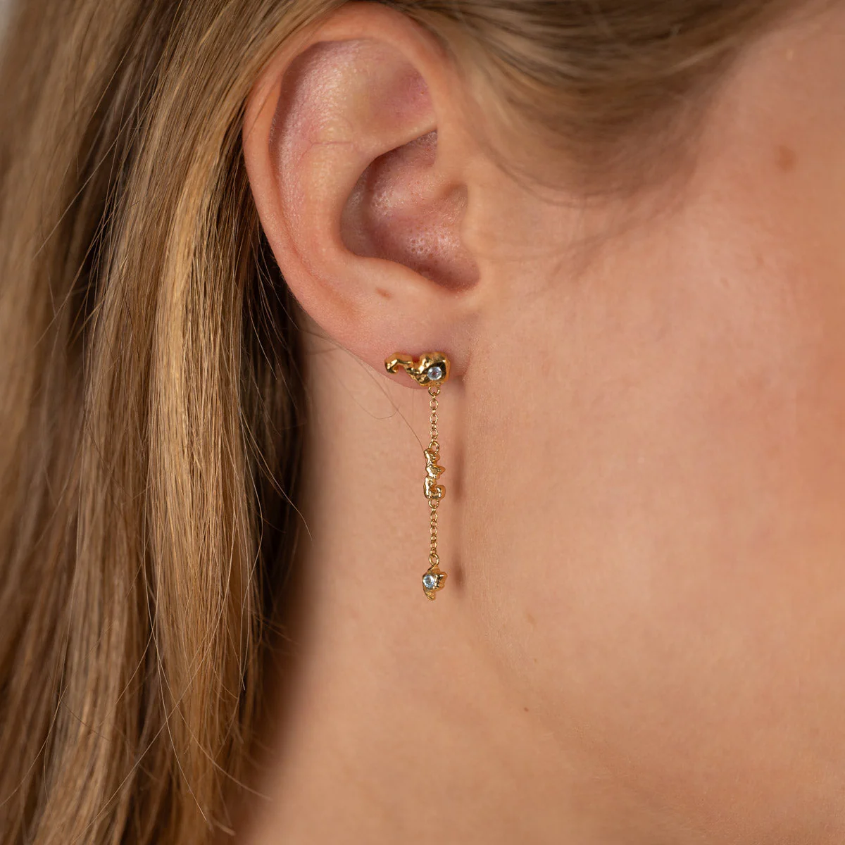 AURELIA BLUE TOPAZ GOLDEN EARRING - Image 2