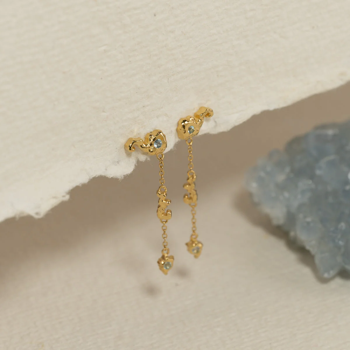 AURELIA BLUE TOPAZ GOLDEN EARRING - Image 3