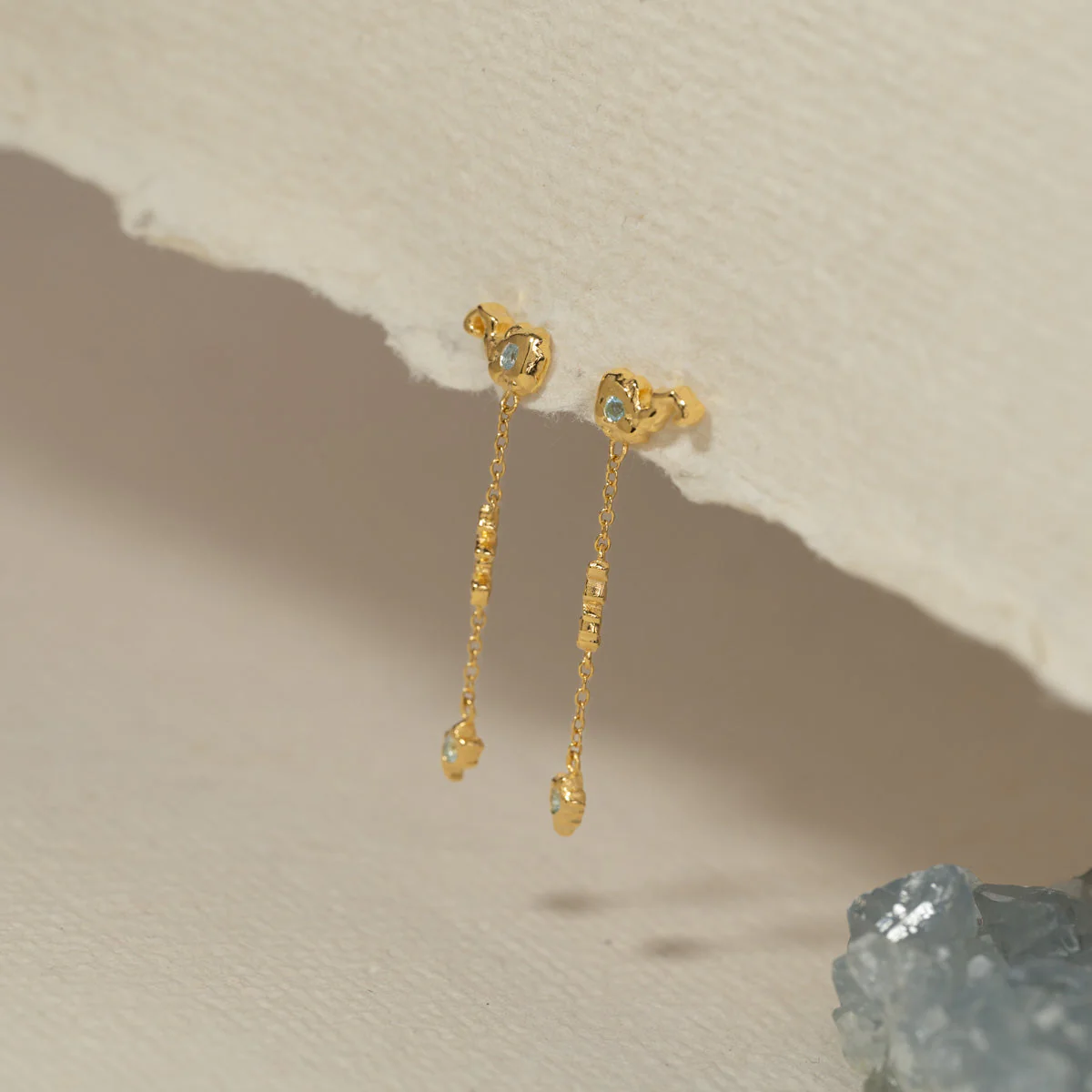AURELIA BLUE TOPAZ GOLDEN EARRING - Image 5