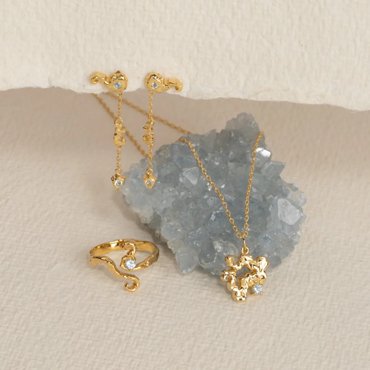 AURELIA BLUE TOPAZ GOLDEN EARRING - Image 8