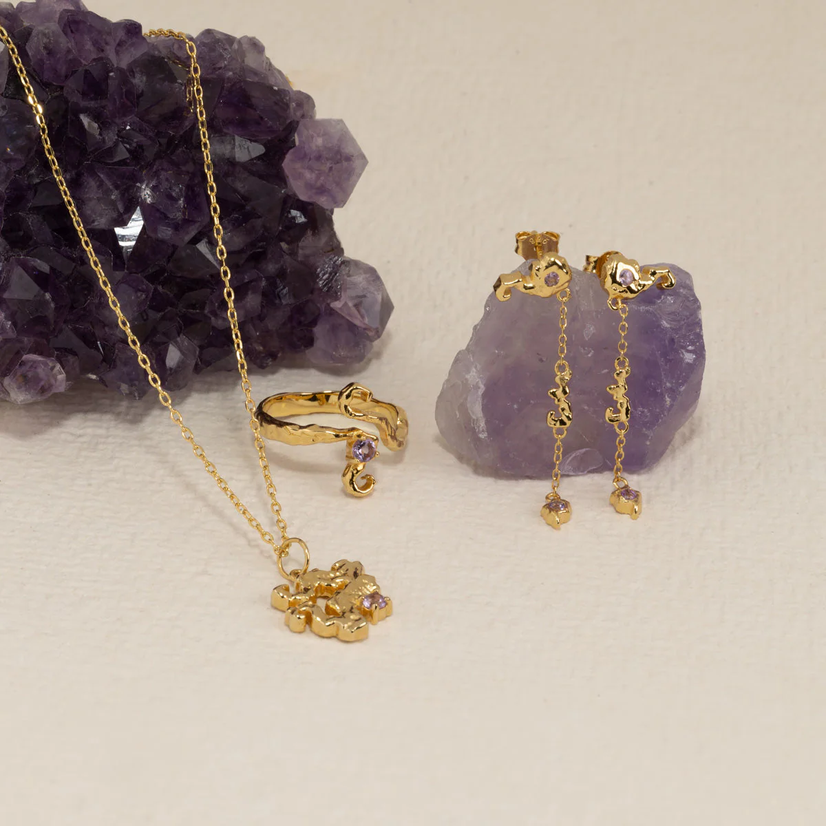AURELIA PURPLE AMETHYST GOLDEN RING - Image 9