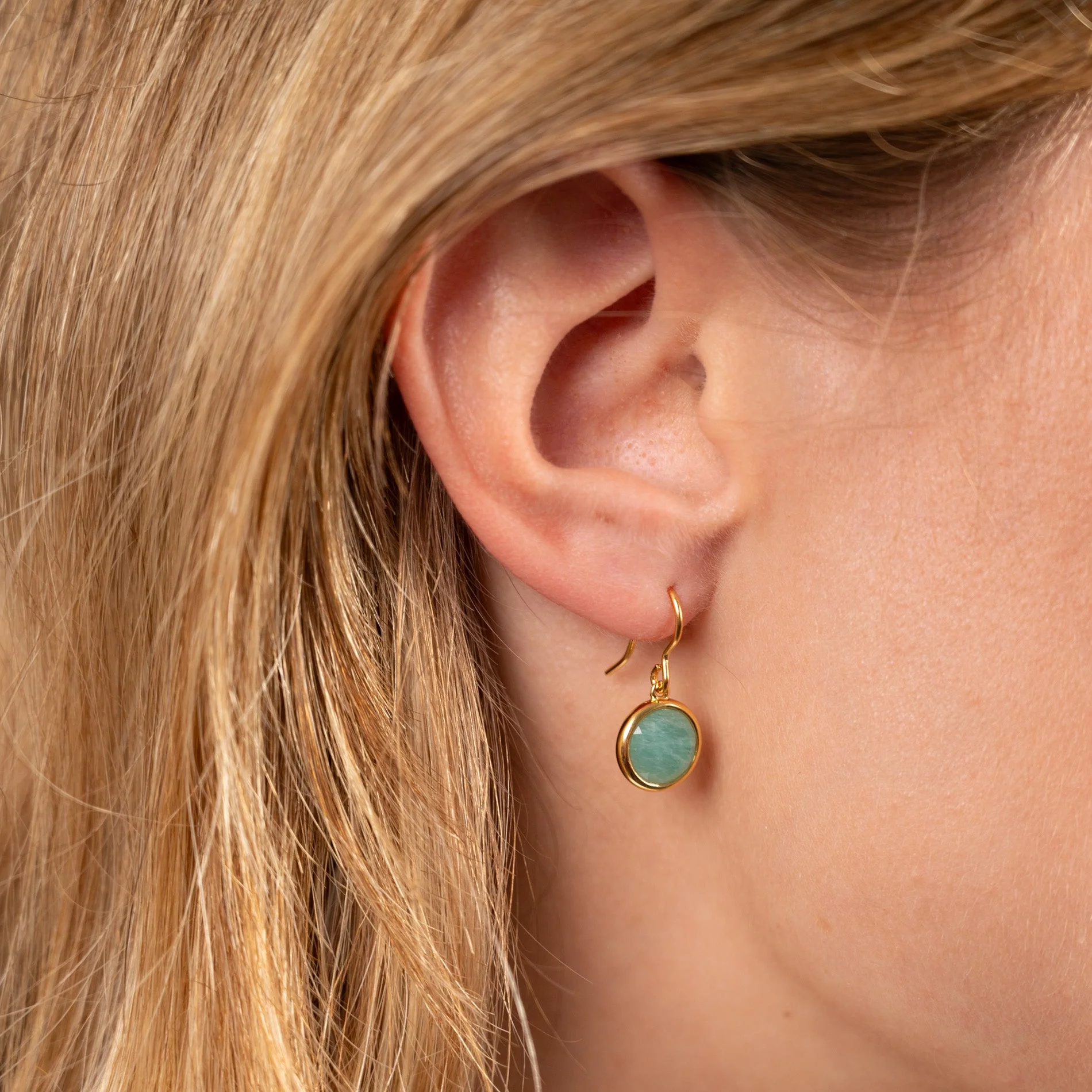 AVA AMAZONITE GOLDEN HOOK EARRING - Image 2