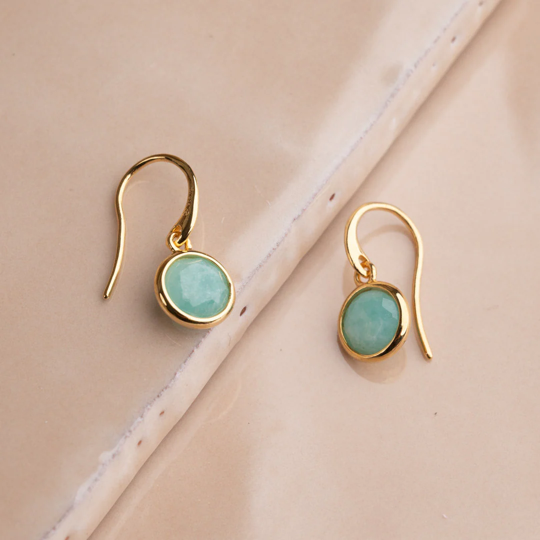 AVA AMAZONITE GOLDEN HOOK EARRING - Image 3