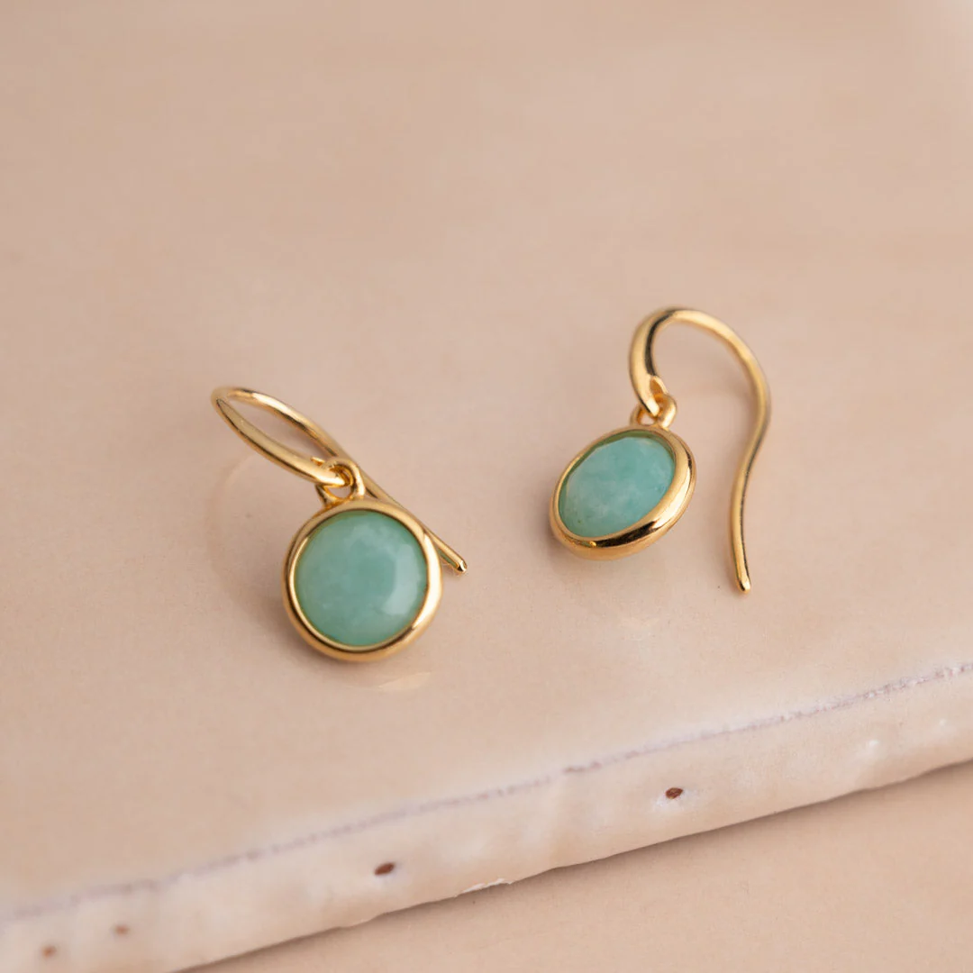AVA AMAZONITE GOLDEN HOOK EARRING - Image 5