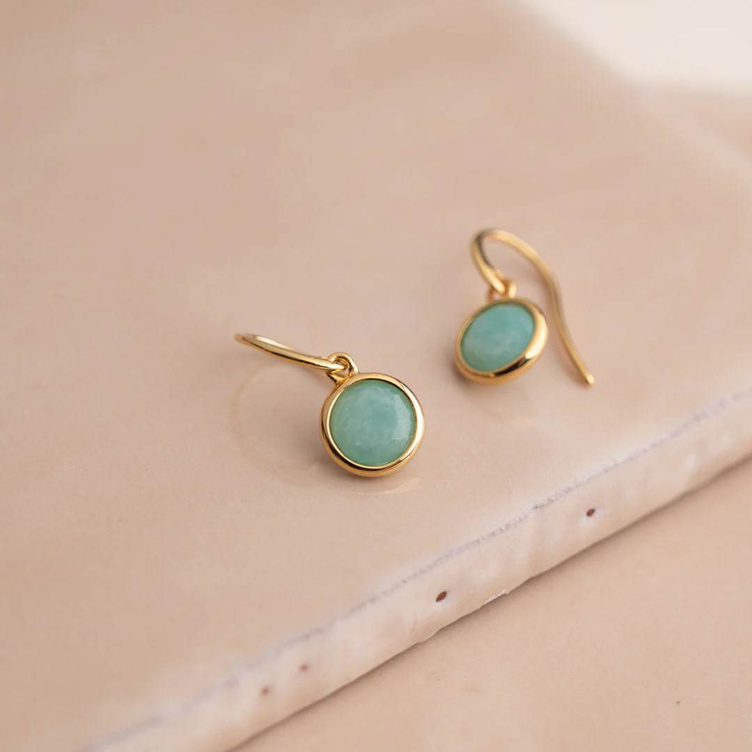 AVA AMAZONITE GOLDEN HOOK EARRING - Image 7