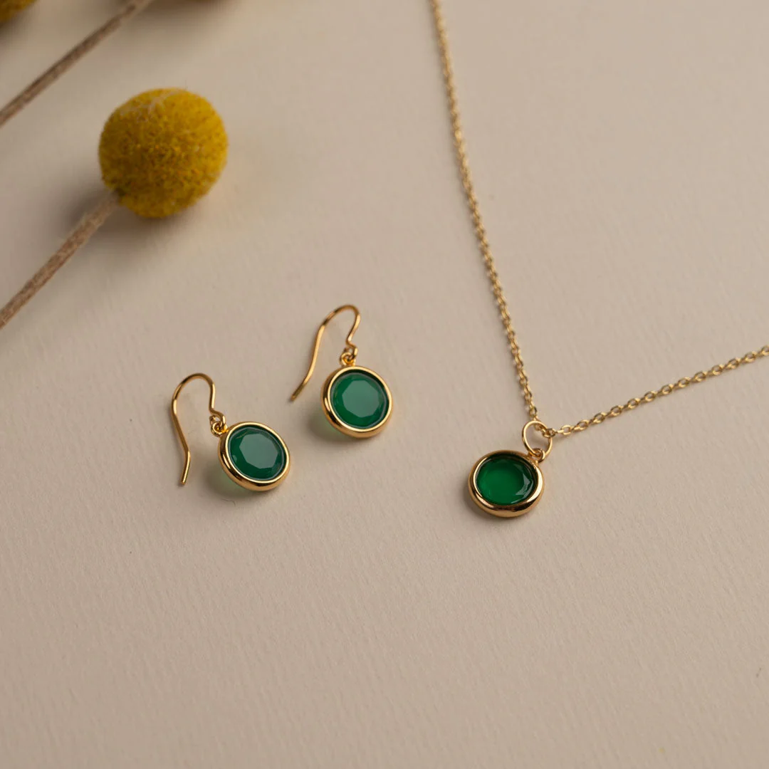 AVA GREEN AGATE GOLDEN 2P SET - Image 4