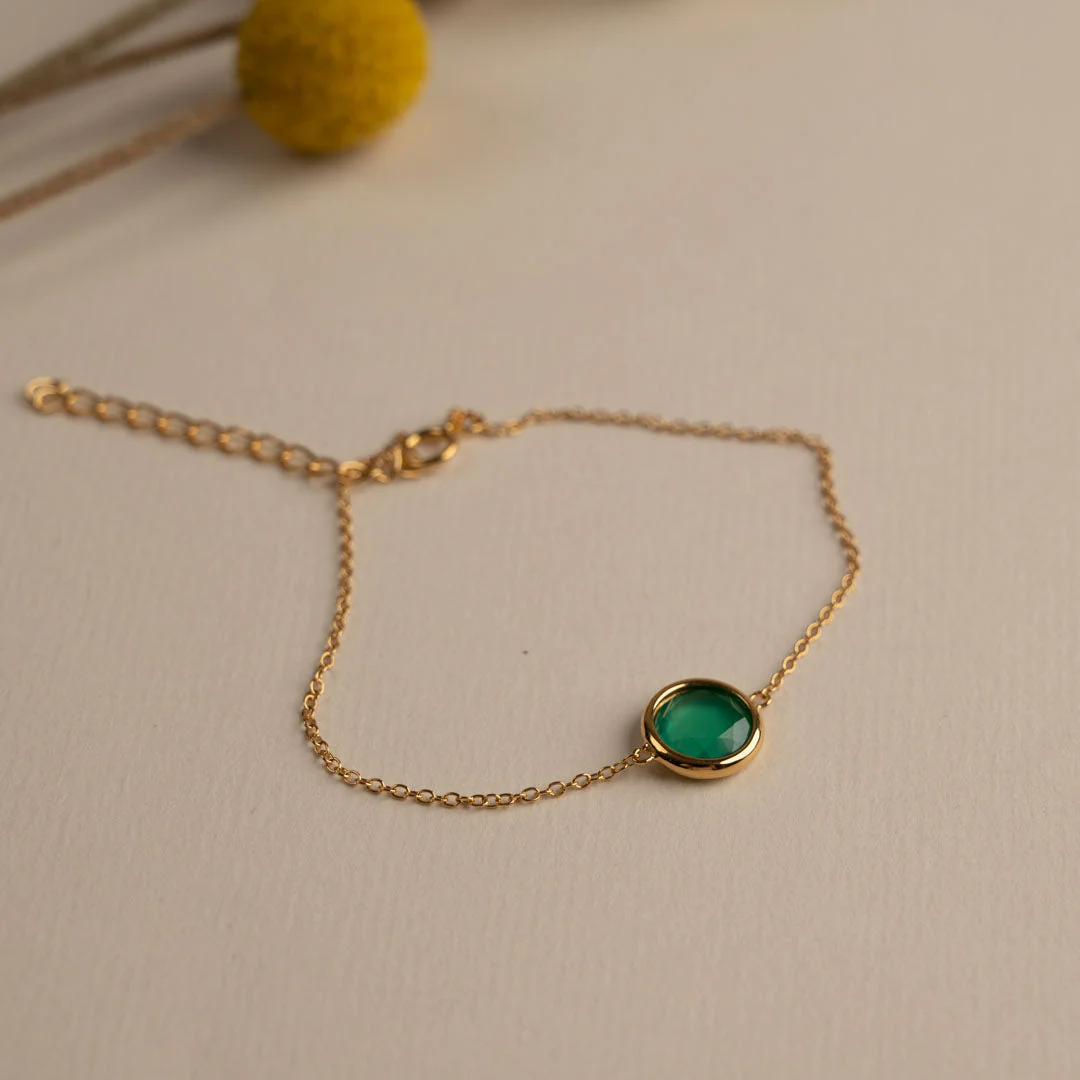 AVA GREEN AGATE GOLDEN BRACELET - Image 3