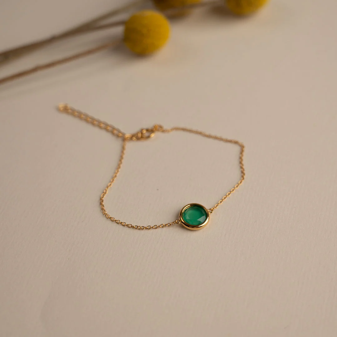 AVA GREEN AGATE GOLDEN BRACELET - Image 5