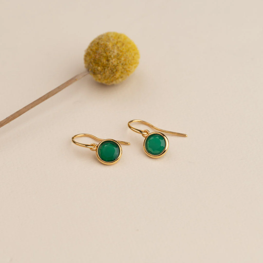 AVA GREEN AGATE GOLDEN HOOK EARRING - Image 3