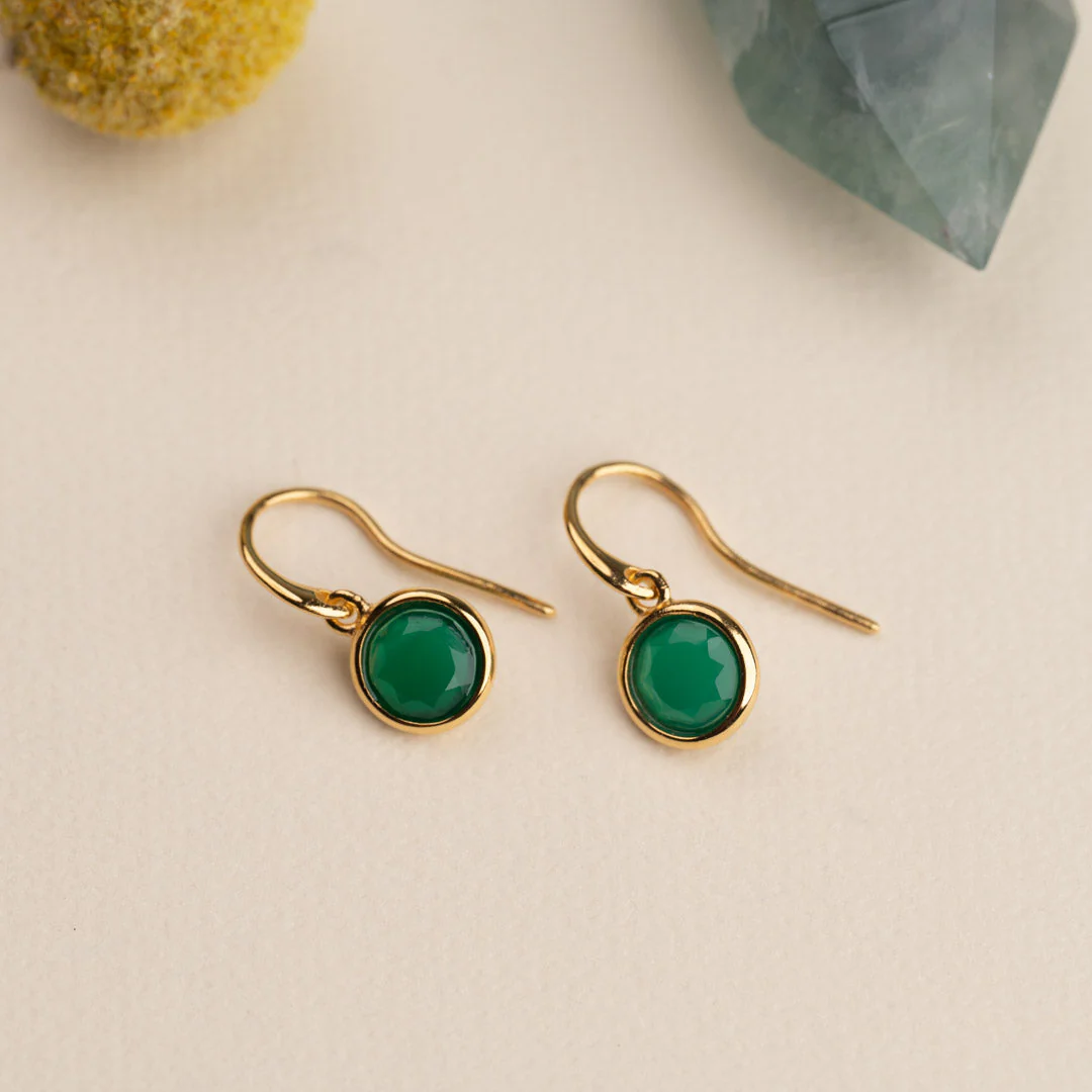 AVA GREEN AGATE GOLDEN HOOK EARRING - Image 5