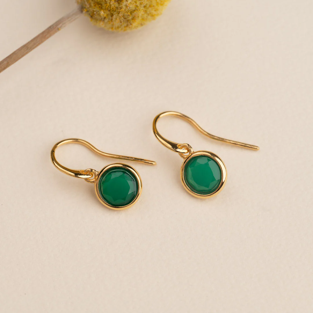 AVA GREEN AGATE GOLDEN HOOK EARRING - Image 7