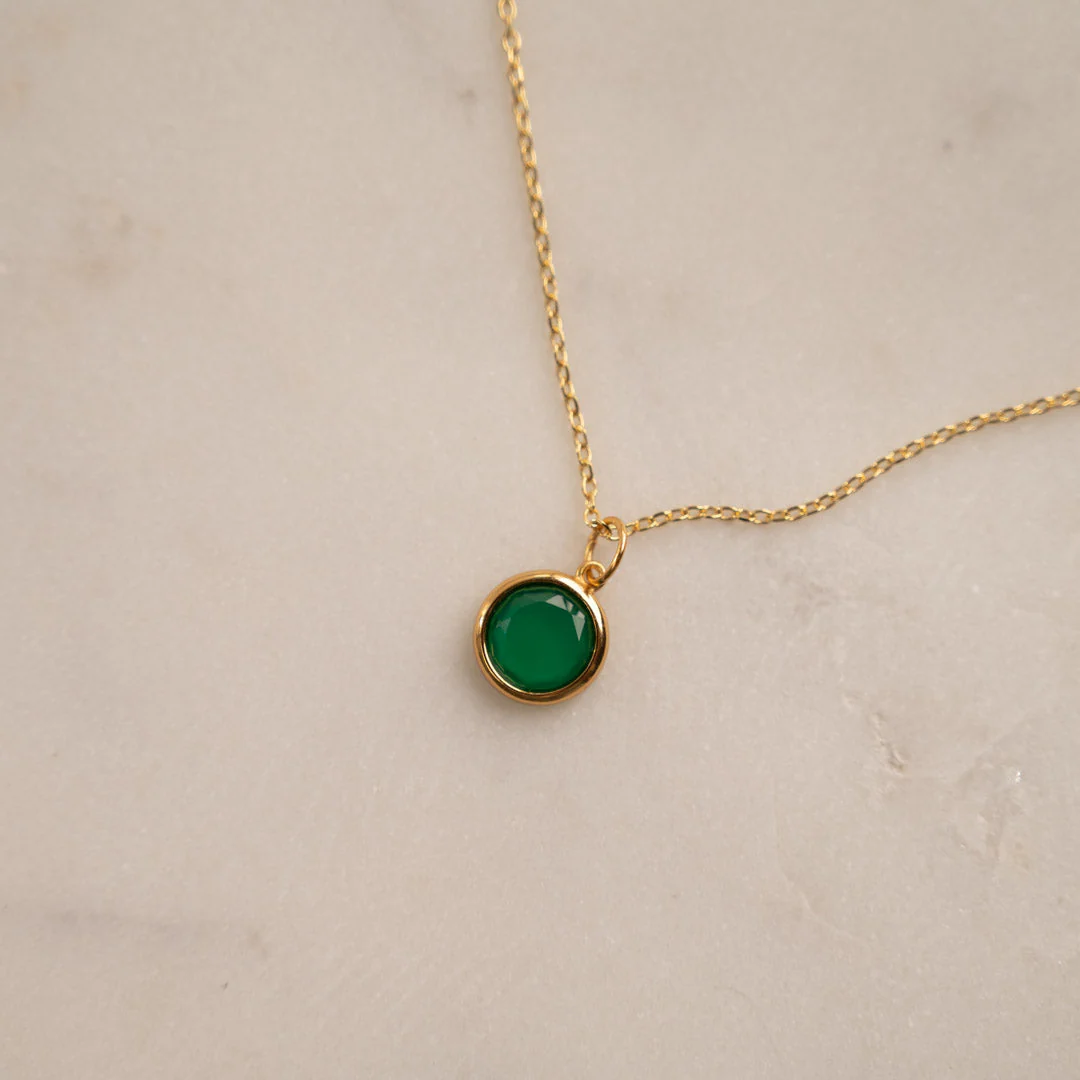 AVA GREEN AGATE GOLDEN PENDANT - Image 3