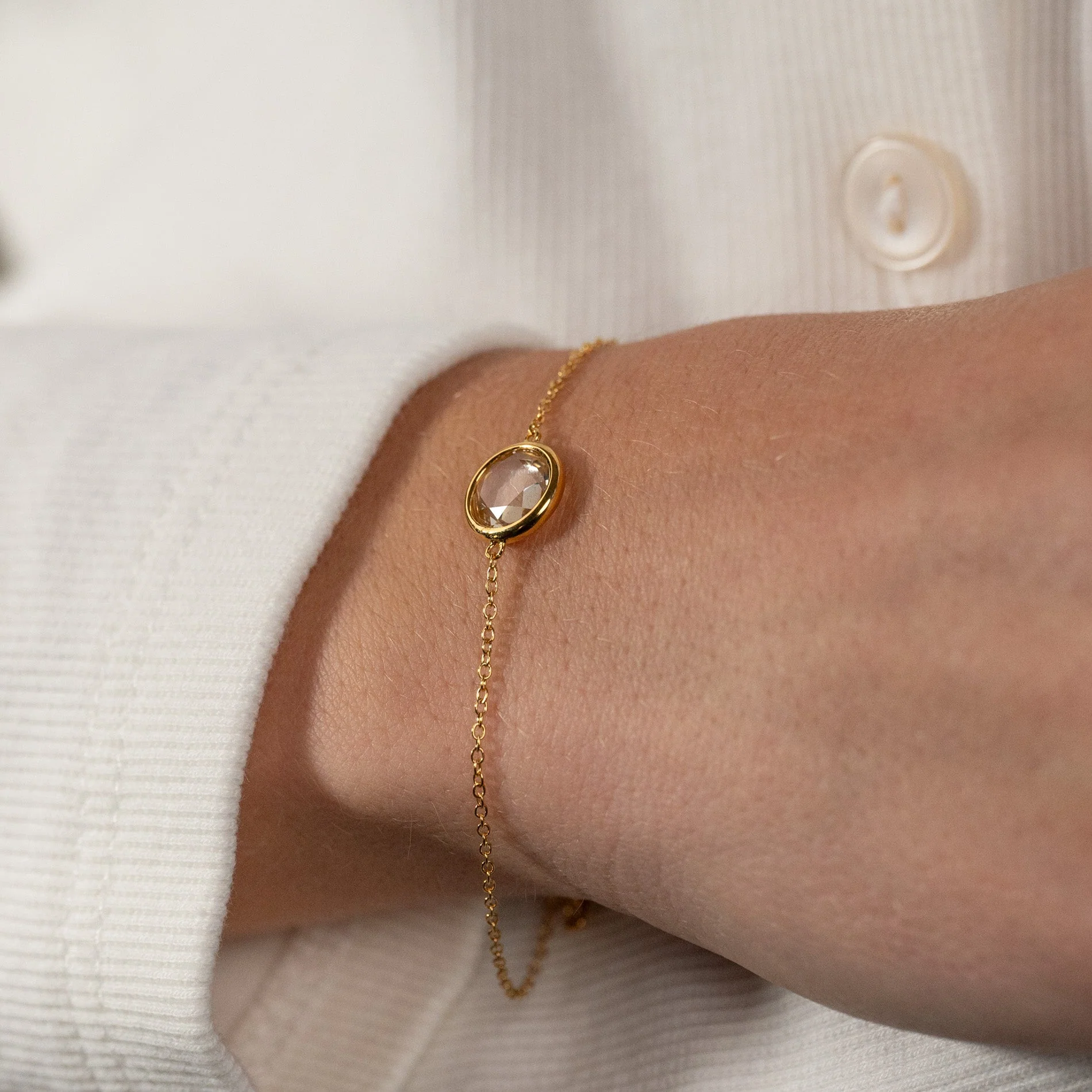 AVA WHITE TOPAZ GOLDEN BRACELET - Image 2