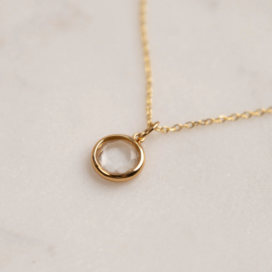 AVA WHITE TOPAZ GOLDEN PENDANT - Image 3