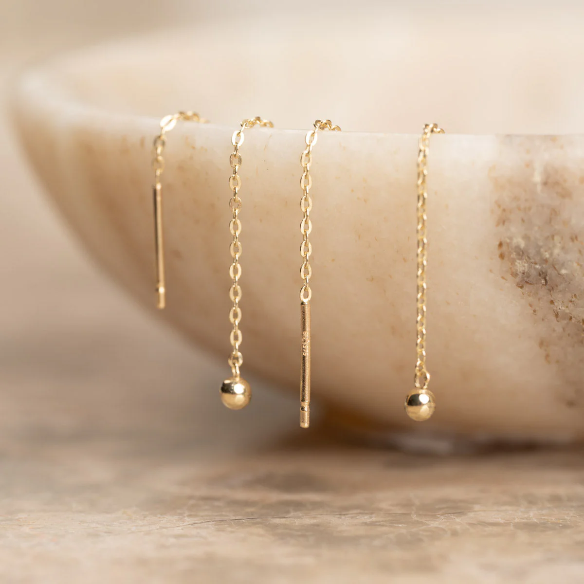BEATRICE SOLID GOLD DROP EARRING - Image 6