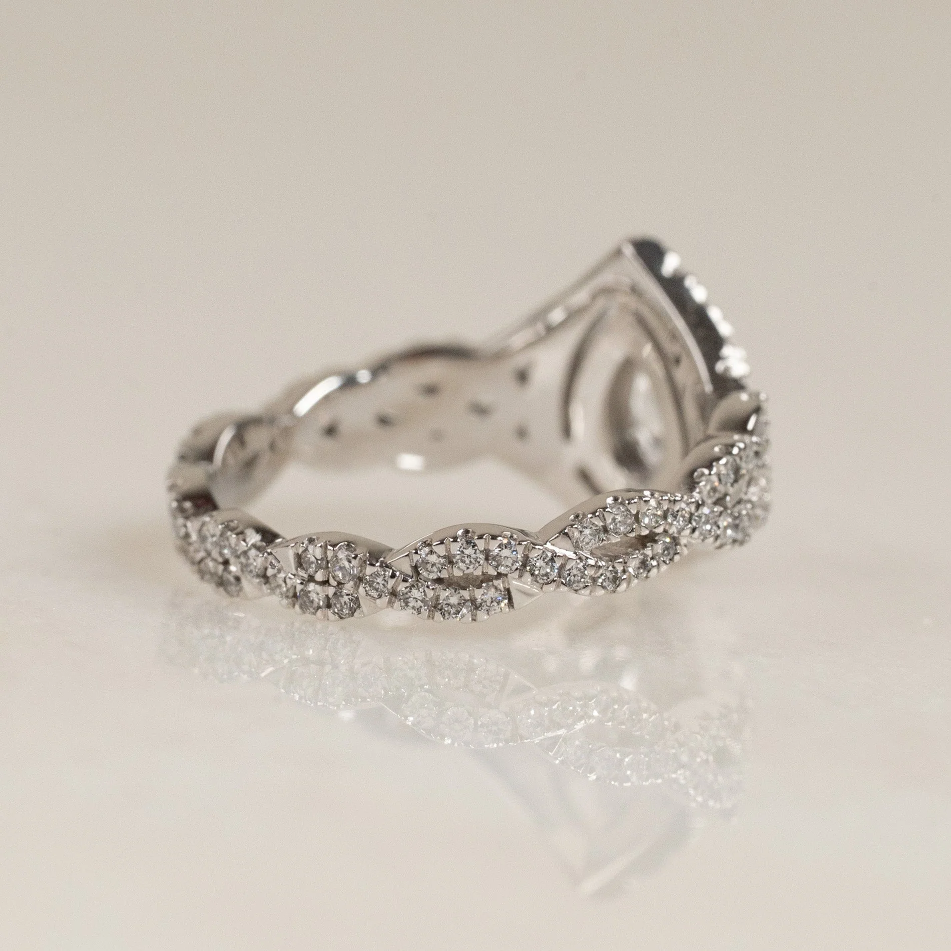 DOUBLE HALO PEAR BRAIDED DIAMOND RING - 0.75ct - Image 6
