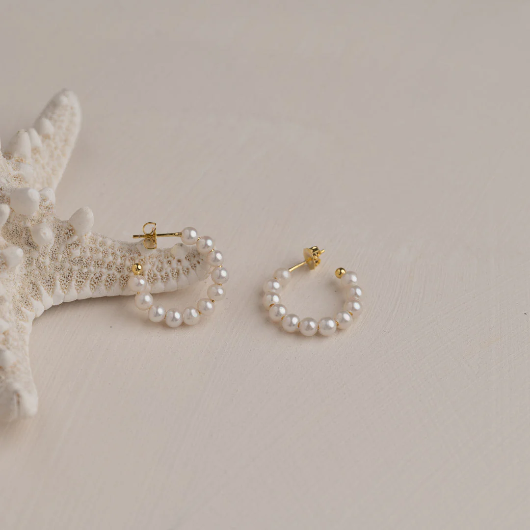 BLAIR PEARL GOLDEN CREOL EARRING - Image 3