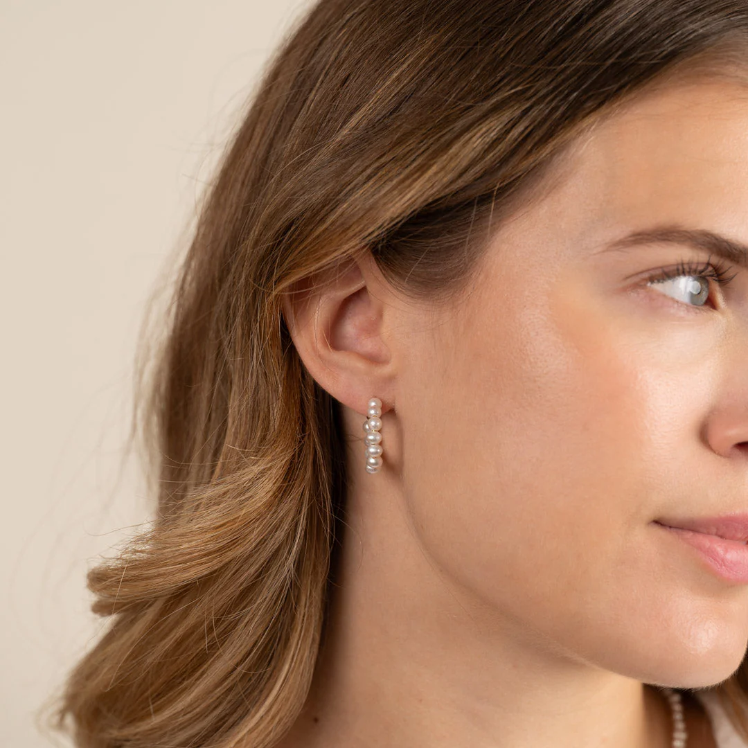 BLAIR PEARL GOLDEN CREOL EARRING - Image 4