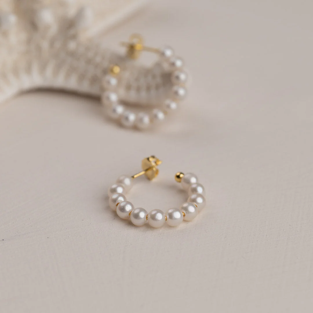BLAIR PEARL GOLDEN CREOL EARRING - Image 5