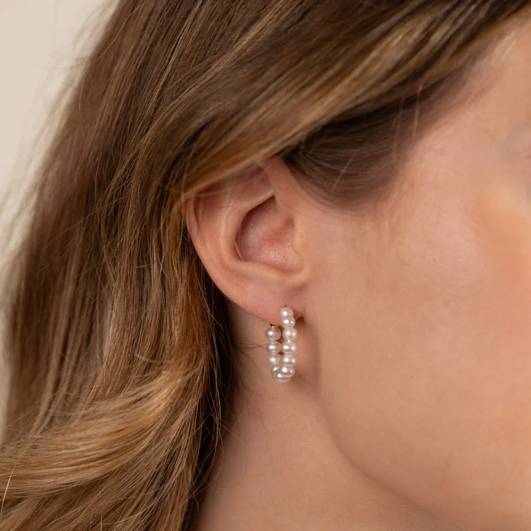 BLAIR PEARL GOLDEN CREOL EARRING - Image 6