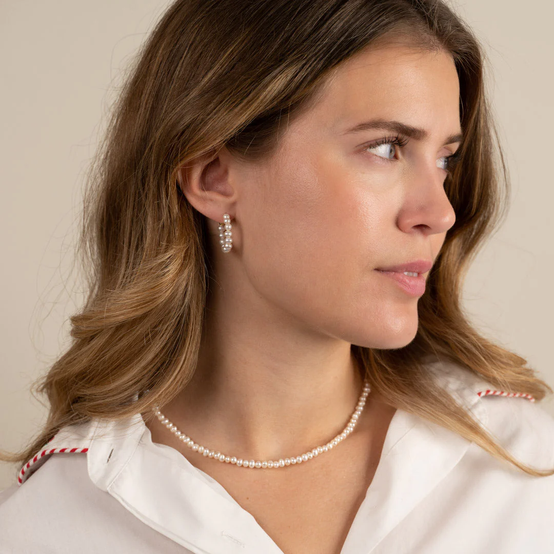 BLAIR PEARL GOLDEN CREOL EARRING - Image 8