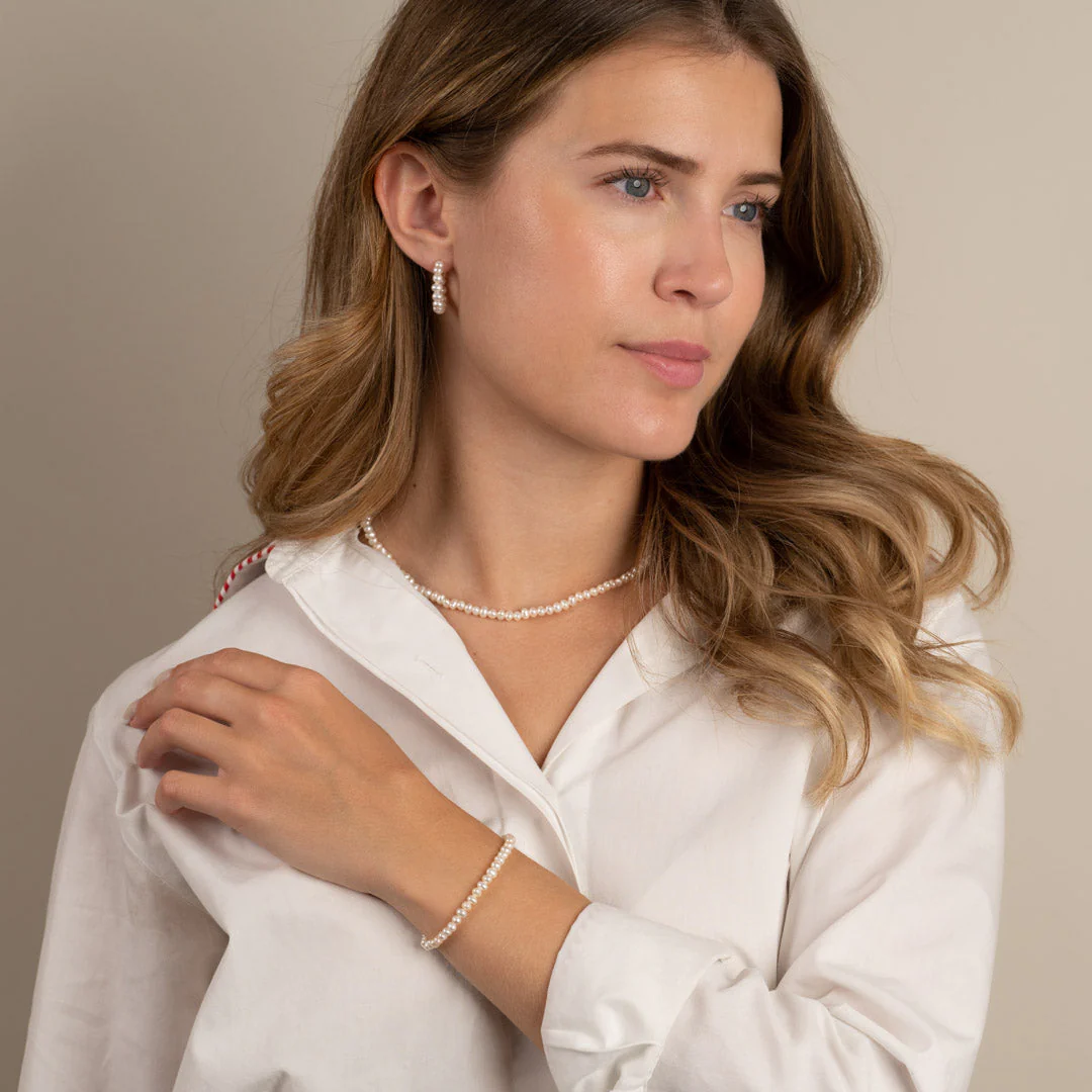 BLAIR PEARL GOLDEN CREOL EARRING - Image 9