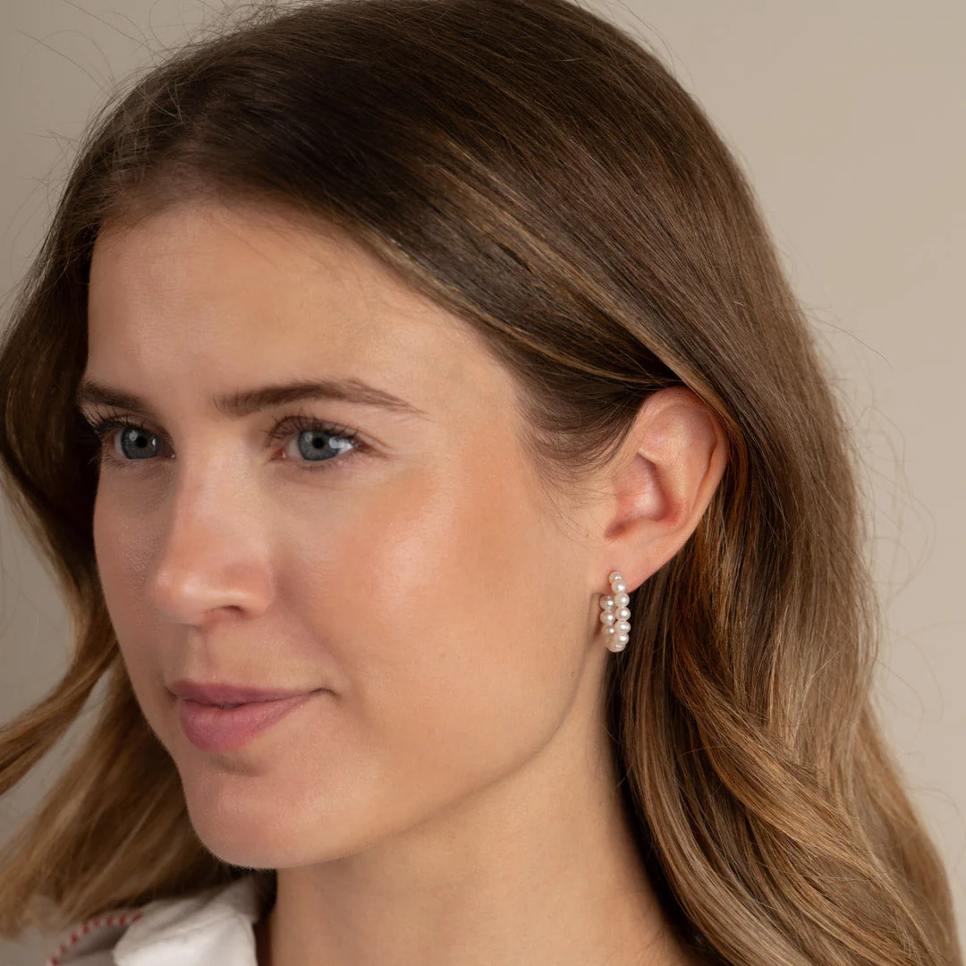 BLAIR PEARL SILVER CREOL EARRING - Image 3
