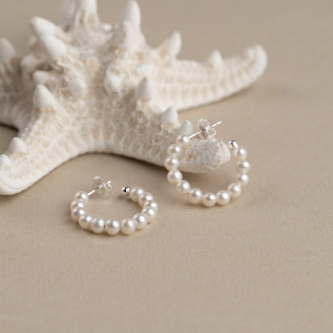 BLAIR PEARL SILVER CREOL EARRING - Image 6