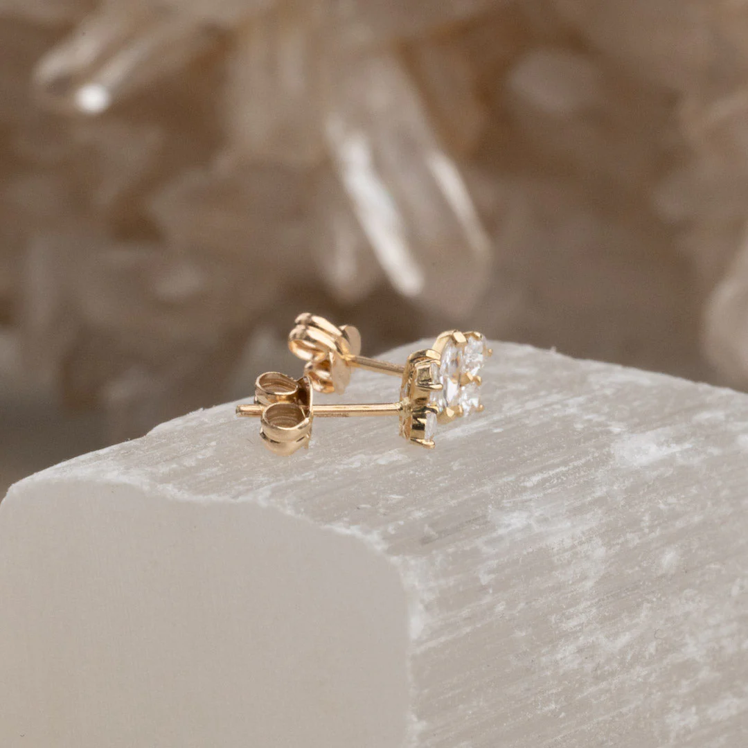 CARRIE CRYSTAL SOLID GOLD EARRING - Image 5