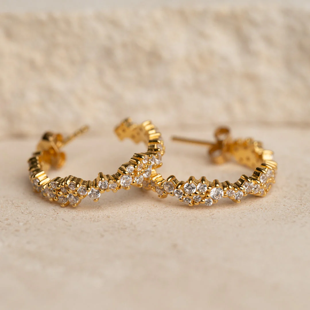 CLAIR CRYSTAL GOLDEN CREOL EARRING - Image 2
