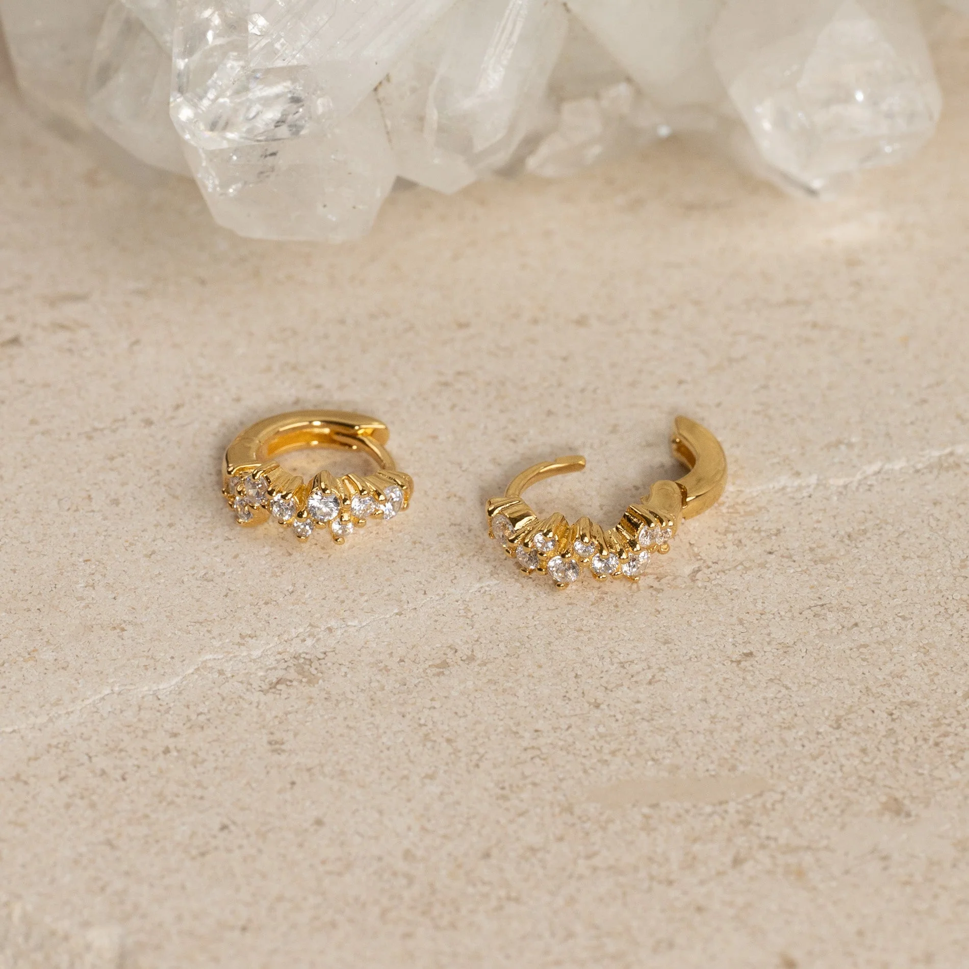 CLAIR CRYSTAL GOLDEN MINI HUGGIE EARRING - Image 6