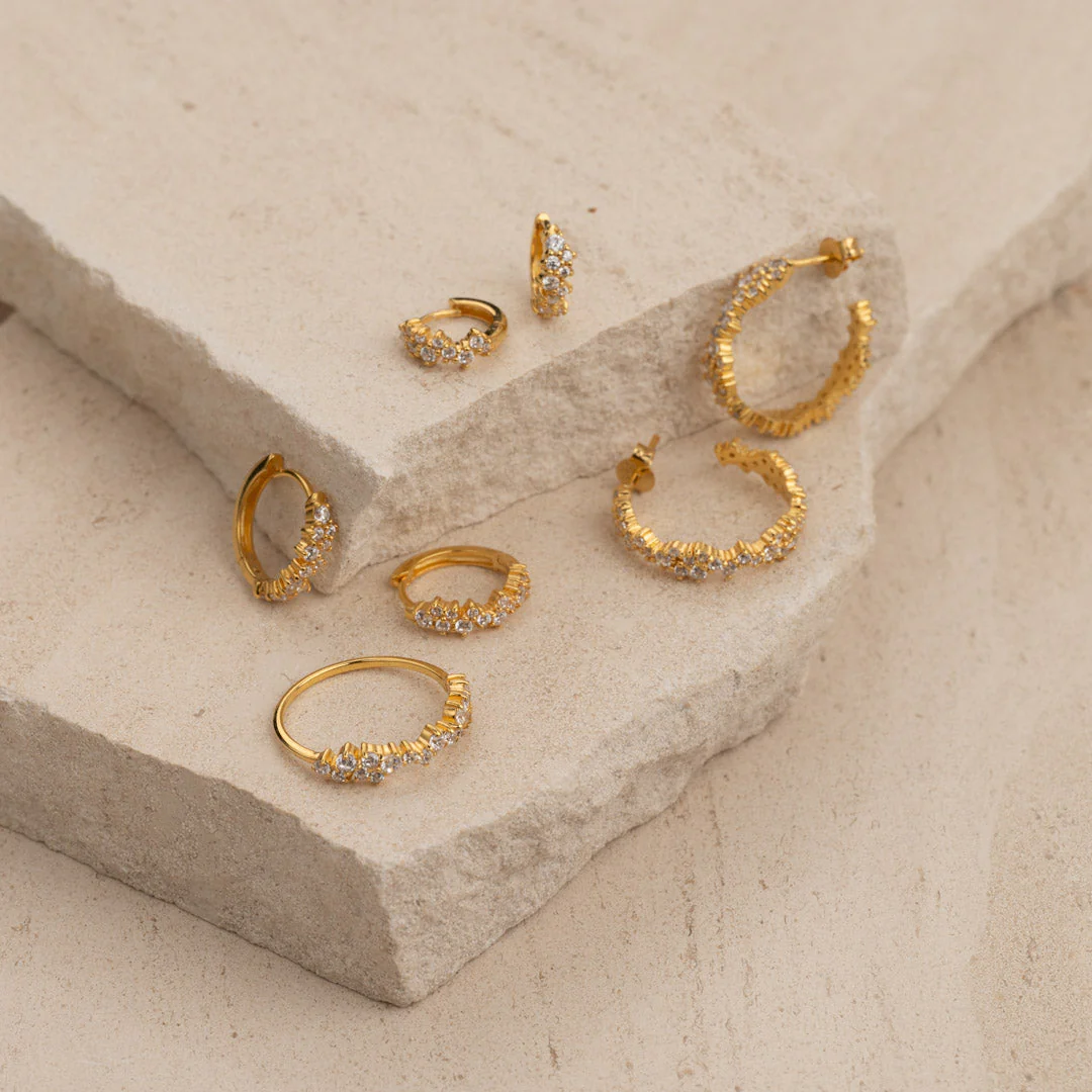 CLAIR CRYSTAL GOLDEN SMALL HUGGIE EARRING - Image 8