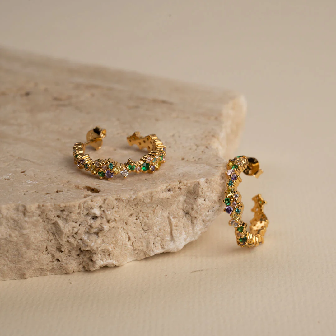 CLAIR RAINBOW GOLDEN CREOL EARRING