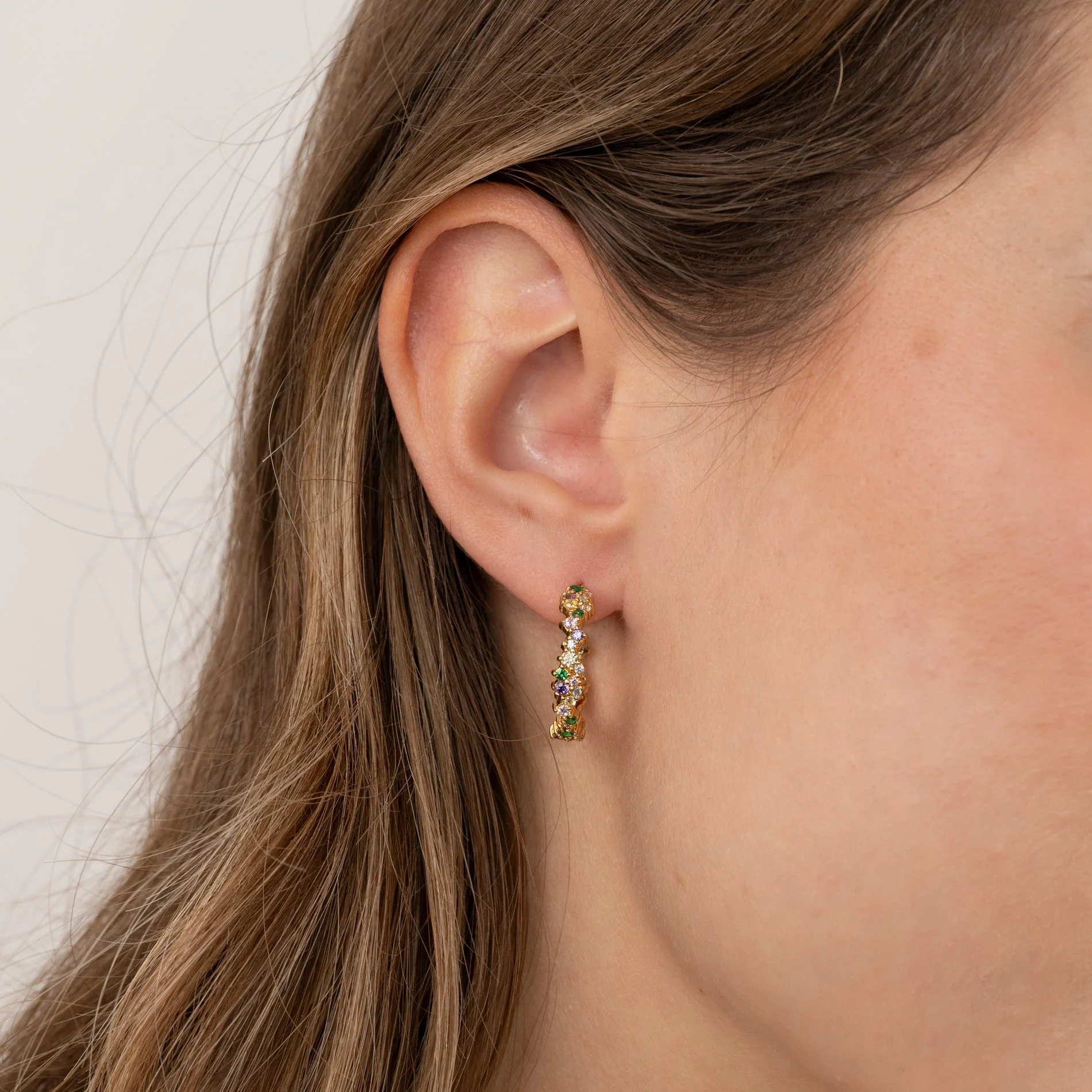 CLAIR RAINBOW GOLDEN CREOL EARRING - Image 2