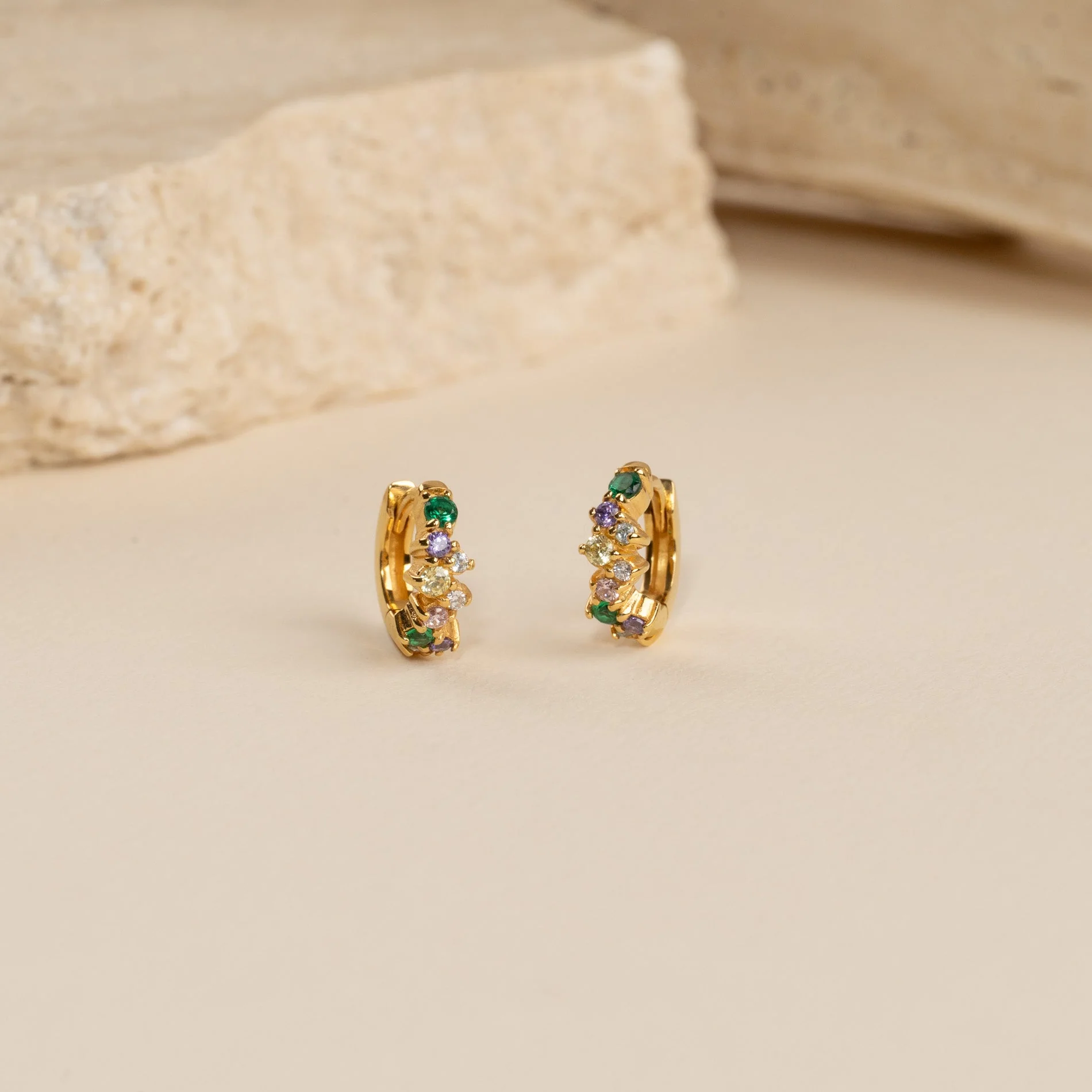 CLAIR RAINBOW GOLDEN MINI HUGGIE EARRING