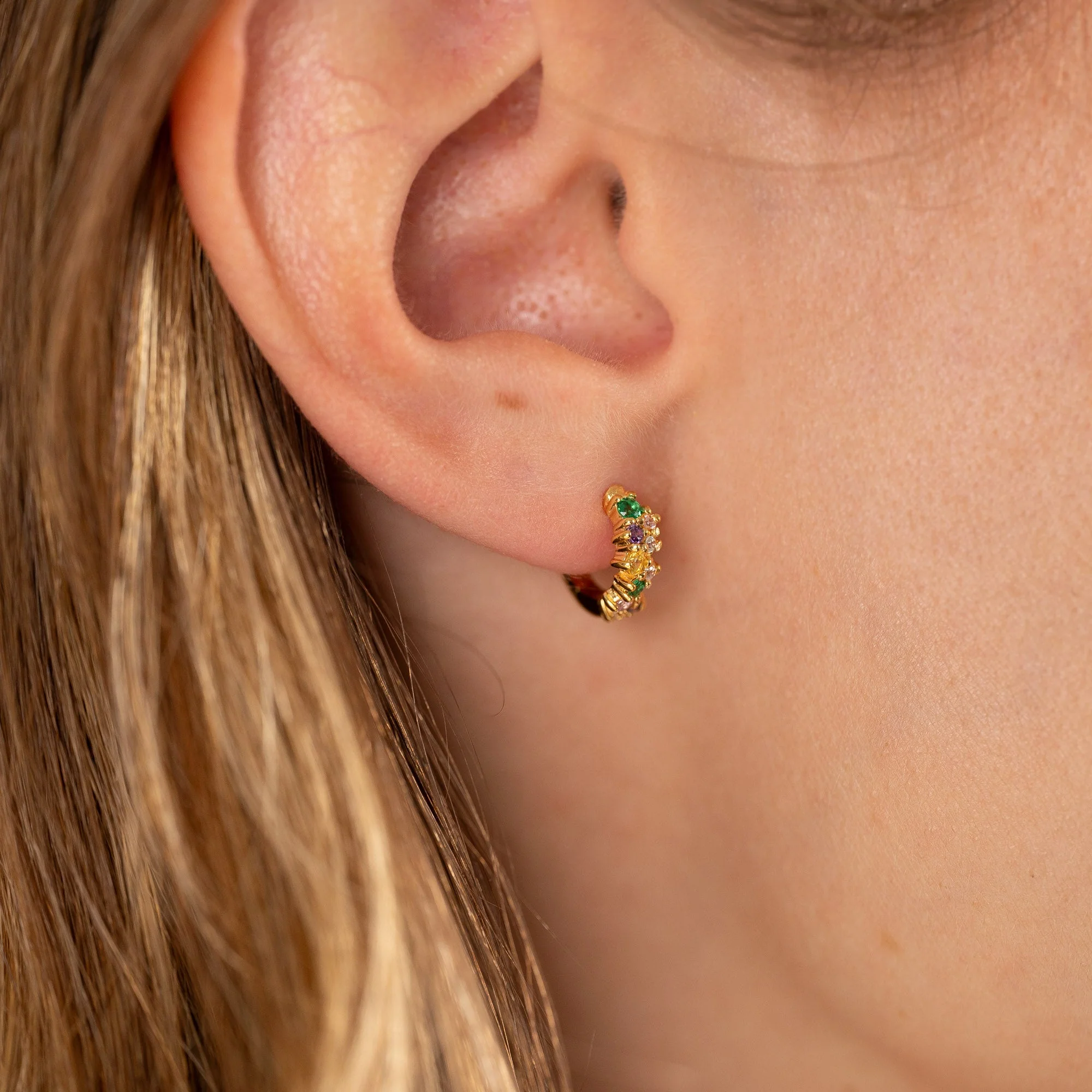 CLAIR RAINBOW GOLDEN MINI HUGGIE EARRING - Image 2