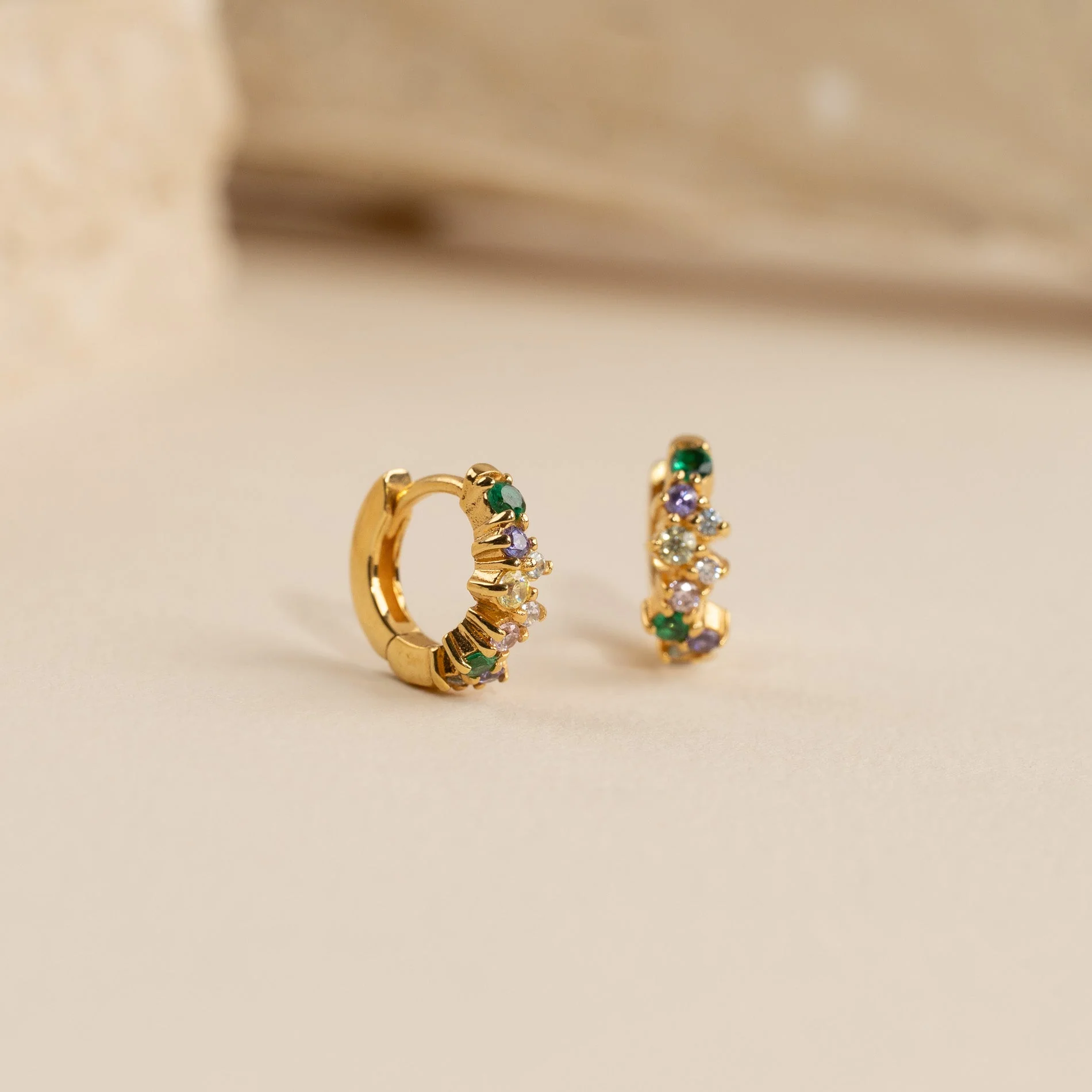 CLAIR RAINBOW GOLDEN MINI HUGGIE EARRING - Image 3