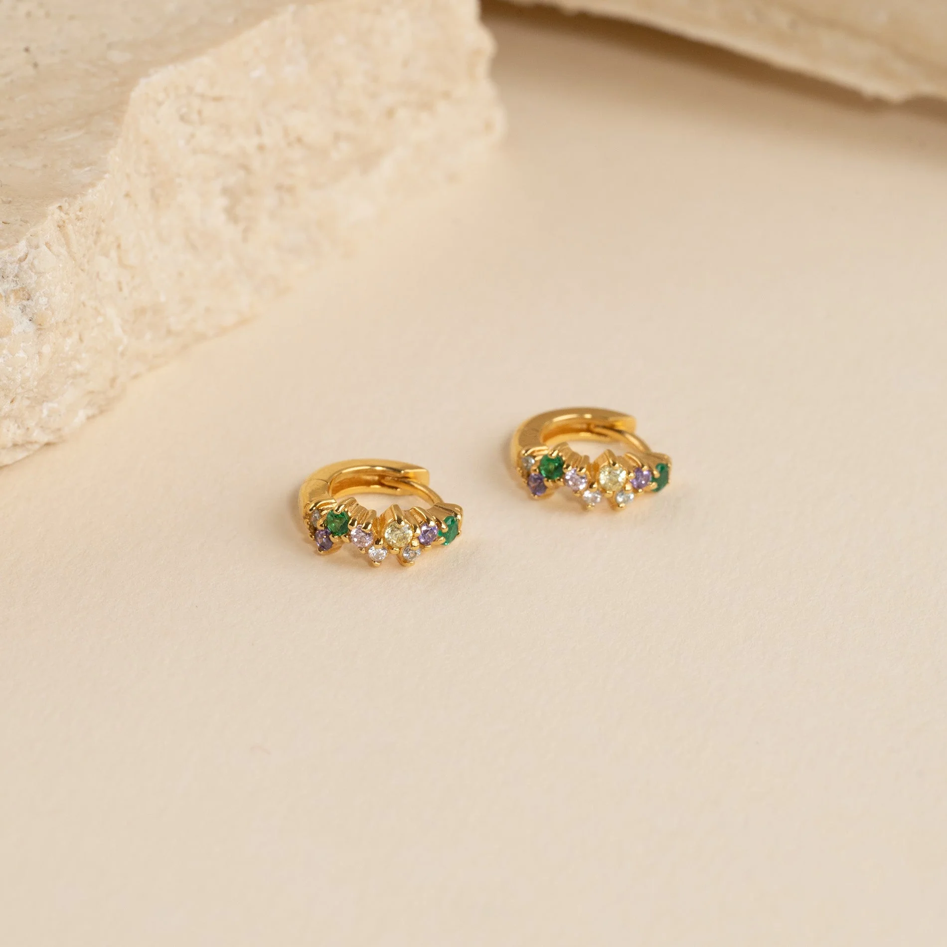 CLAIR RAINBOW GOLDEN MINI HUGGIE EARRING - Image 4