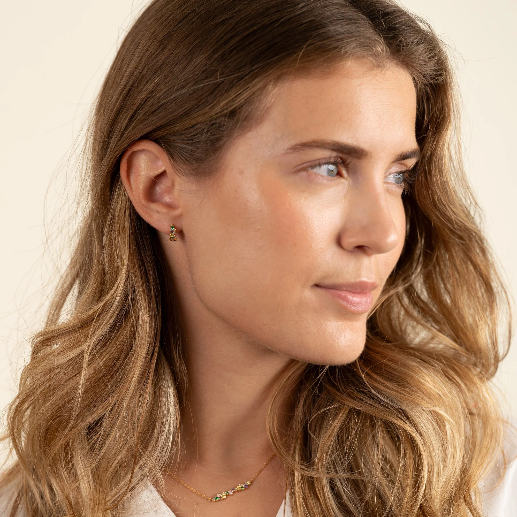 CLAIR RAINBOW GOLDEN MINI HUGGIE EARRING - Image 7