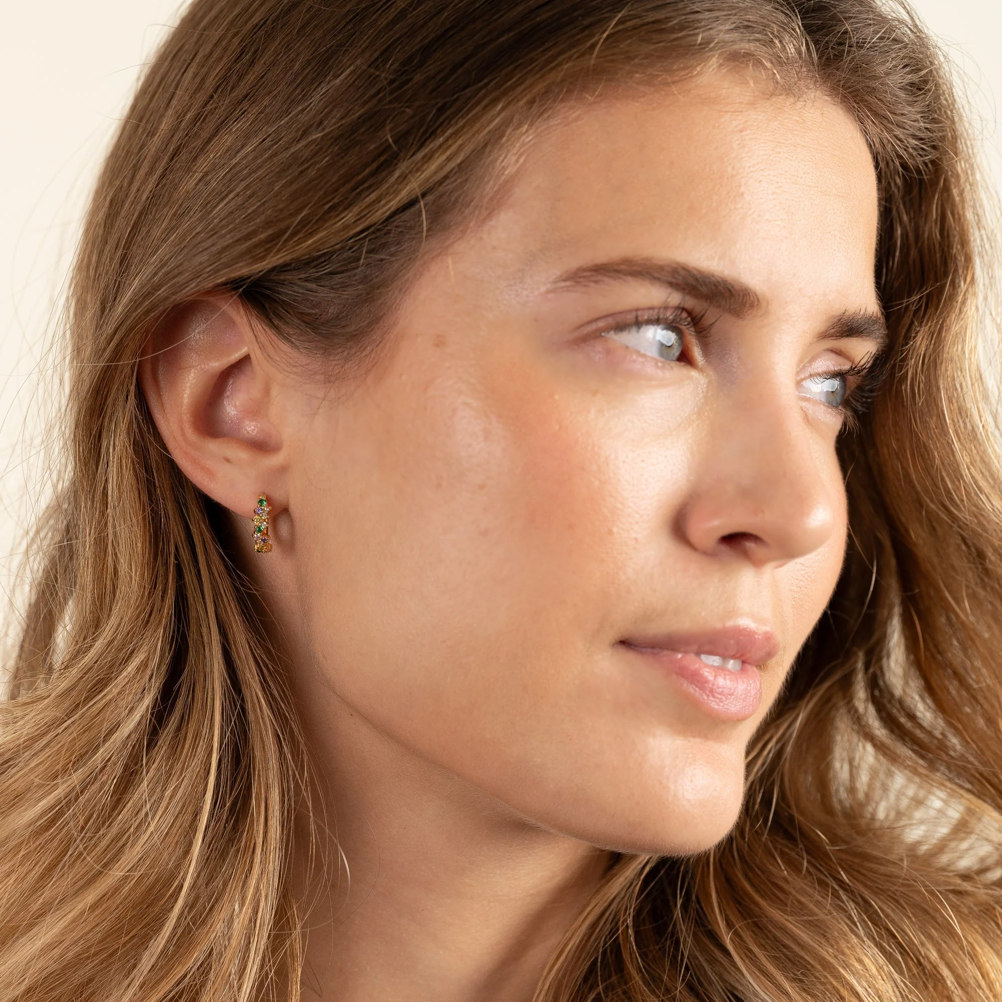 CLAIR RAINBOW GOLDEN SMALL HUGGIE EARRING - Image 3
